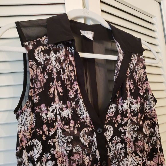 Cooperative Button Down Blouse SZ XS Black - Picture 3 of 10